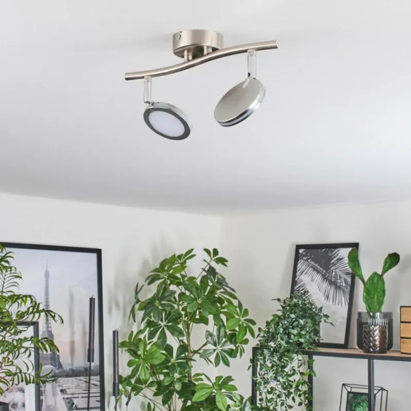 hofstein Sarnadinha Plafonnier LED Nickel mat, 2 lumières