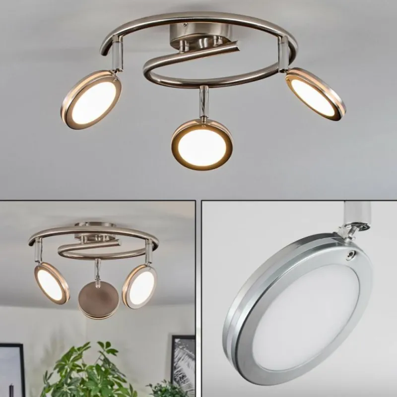 hofstein Sarnadinha Plafonnier LED Nickel mat, 3 lumières