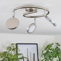 hofstein Sarnadinha Plafonnier LED Nickel mat, 3 lumières