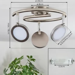 hofstein Sarnadinha Plafonnier LED Nickel mat, 3 lumières
