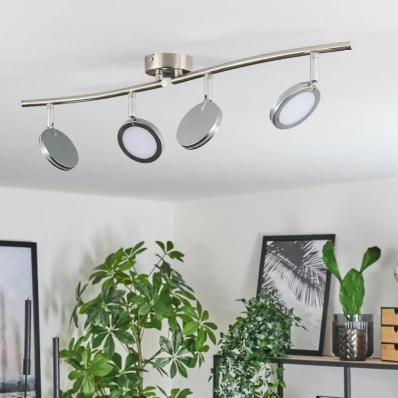 hofstein Sarnadinha Plafonnier LED Nickel mat, 4 lumières