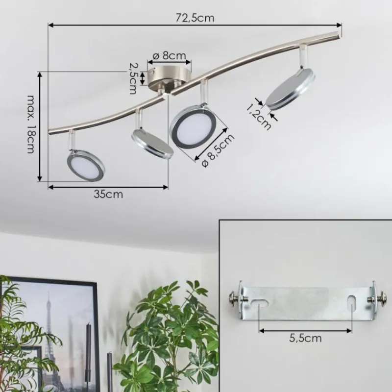 hofstein Sarnadinha Plafonnier LED Nickel mat, 4 lumières