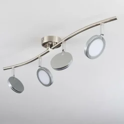 hofstein Sarnadinha Plafonnier LED Nickel mat, 4 lumières
