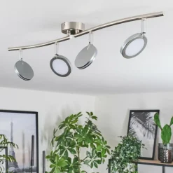 hofstein Sarnadinha Plafonnier LED Nickel mat, 4 lumières