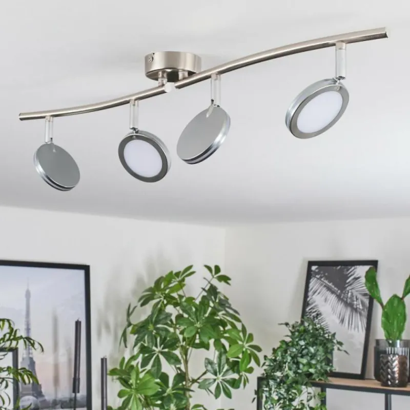 hofstein Sarnadinha Plafonnier LED Nickel mat, 4 lumières