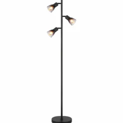 Suspension Verre Fumé-Luminaires Globo Lighting Satella Lampadaire Noir, 3 lumières