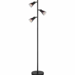 Suspension Verre Fumé-Luminaires Globo Lighting Satella Lampadaire Noir, 3 lumières