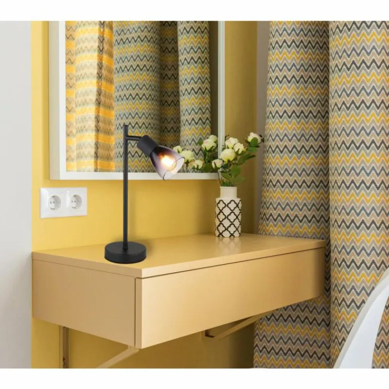 Suspension Verre Fumé-Luminaires Globo Lighting Satella Lampe à poser Noir, 1 lumière