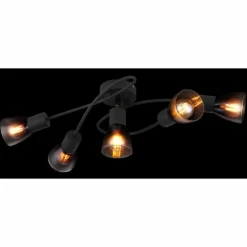 Suspension Verre Fumé-Luminaires Globo Lighting Satella Plafonnier Noir, 5 lumières