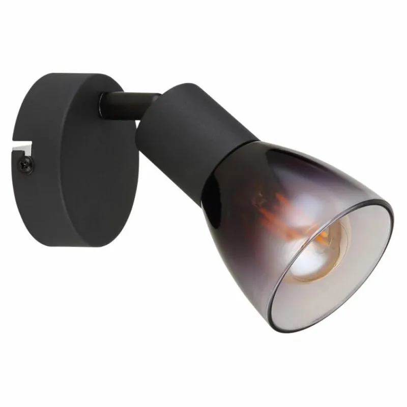 Suspension Verre Fumé-Luminaires Globo Lighting Satella Plafonnier, Spot de plafond, Applique murale, Spot mural Noir, 1 lumière