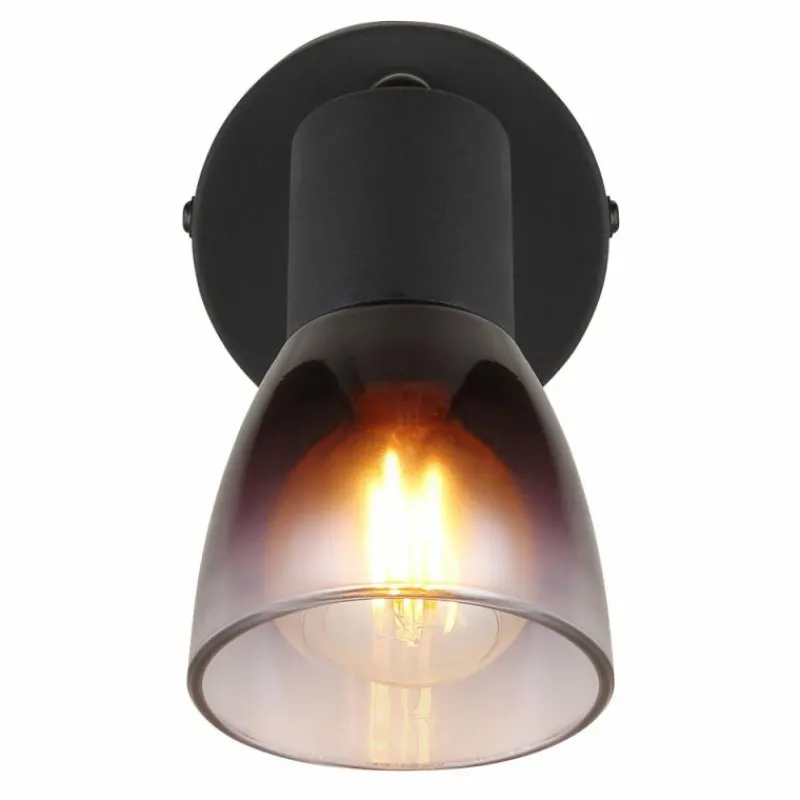 Suspension Verre Fumé-Luminaires Globo Lighting Satella Plafonnier, Spot de plafond, Applique murale, Spot mural Noir, 1 lumière