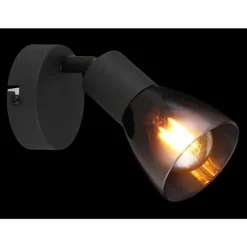 Suspension Verre Fumé-Luminaires Globo Lighting Satella Plafonnier, Spot de plafond, Applique murale, Spot mural Noir, 1 lumière