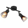 Suspension Verre Fumé-Luminaires Globo Lighting Satella Plafonnier, Spot de plafond, Applique murale, Spot mural Noir, 2 lumières