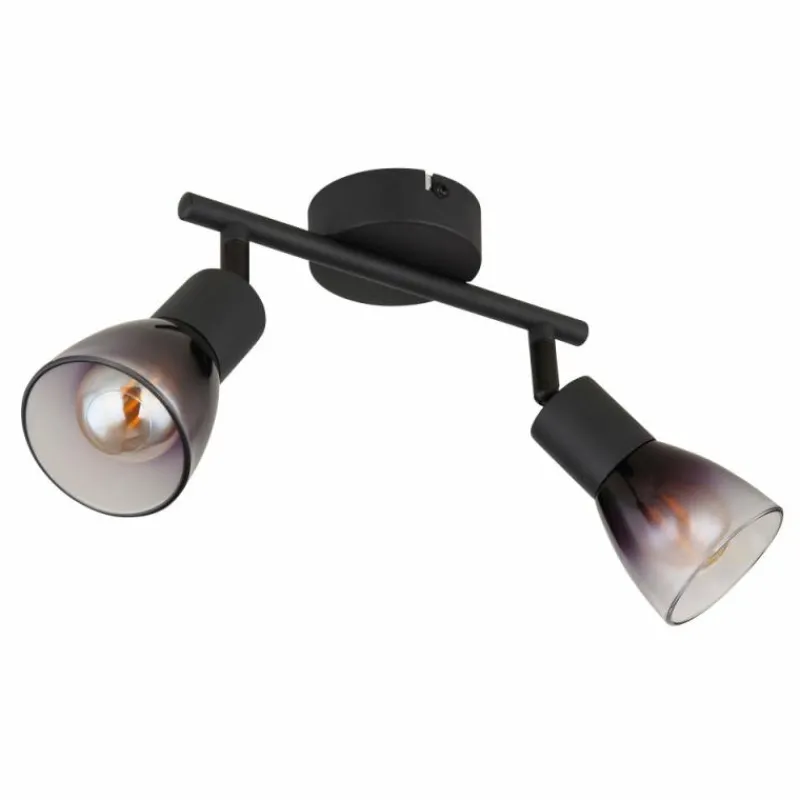 Suspension Verre Fumé-Luminaires Globo Lighting Satella Plafonnier, Spot de plafond, Applique murale, Spot mural Noir, 2 lumières