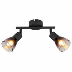 Suspension Verre Fumé-Luminaires Globo Lighting Satella Plafonnier, Spot de plafond, Applique murale, Spot mural Noir, 2 lumières