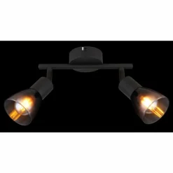 Suspension Verre Fumé-Luminaires Globo Lighting Satella Plafonnier, Spot de plafond, Applique murale, Spot mural Noir, 2 lumières