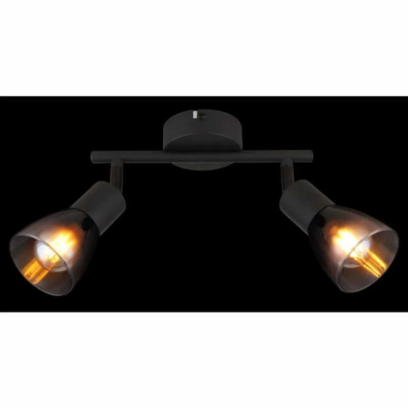 Suspension Verre Fumé-Luminaires Globo Lighting Satella Plafonnier, Spot de plafond, Applique murale, Spot mural Noir, 2 lumières