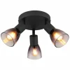 Suspension Verre Fumé-Luminaires Globo Lighting Satella Plafonnier, Spot de plafond, Applique murale, Spot mural Noir, 3 lumières