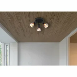 Suspension Verre Fumé-Luminaires Globo Lighting Satella Plafonnier, Spot de plafond, Applique murale, Spot mural Noir, 3 lumières