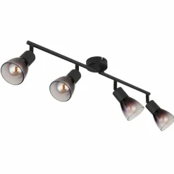 Suspension Verre Fumé-Luminaires Globo Lighting Satella Plafonnier, Spot de plafond, Applique murale, Spot mural Noir, 4 lumières
