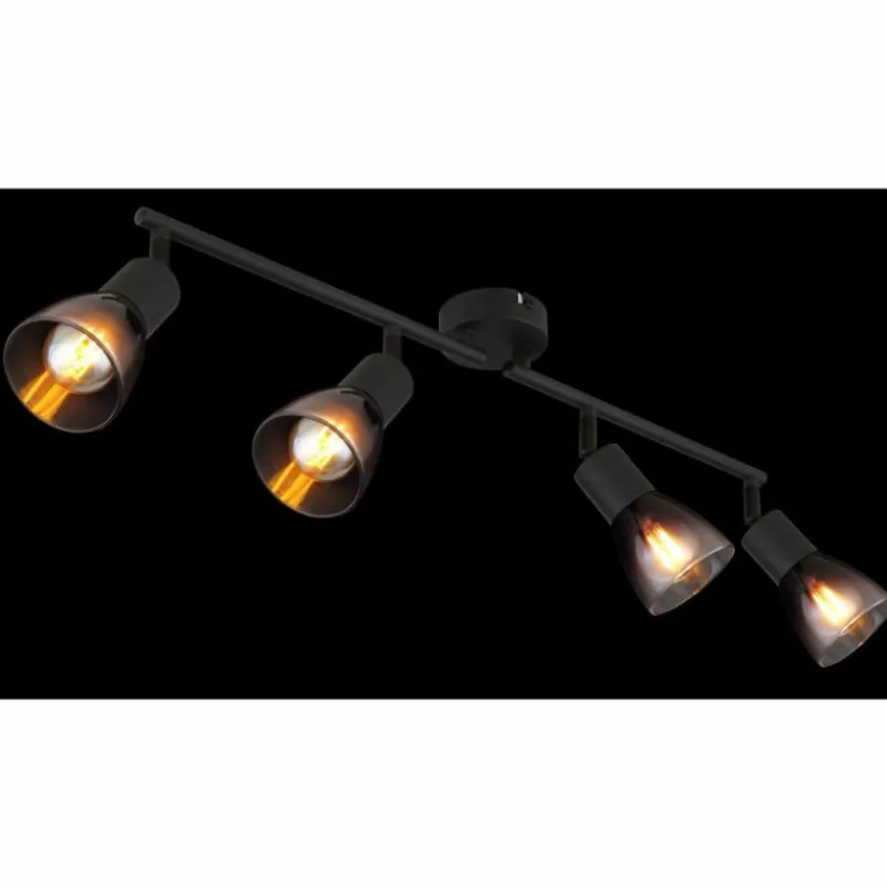 Suspension Verre Fumé-Luminaires Globo Lighting Satella Plafonnier, Spot de plafond, Applique murale, Spot mural Noir, 4 lumières