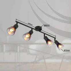 Suspension Verre Fumé-Luminaires Globo Lighting Satella Plafonnier, Spot de plafond, Applique murale, Spot mural Noir, 4 lumières