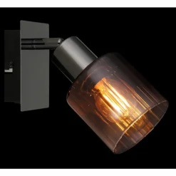 Luminaires Globo Lighting Satella Plafonnier, Spot de plafond, Applique murale, Spot mural Chrome, Noir, 1 lumière