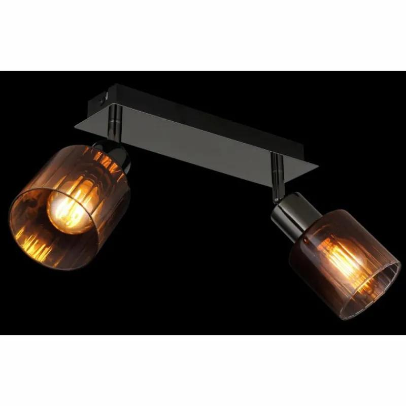 Luminaires Globo Lighting Satella Plafonnier, Spot de plafond, Applique murale, Spot mural Chrome, Noir, 2 lumières