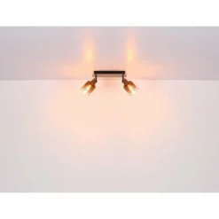 Luminaires Globo Lighting Satella Plafonnier, Spot de plafond, Applique murale, Spot mural Chrome, Noir, 2 lumières