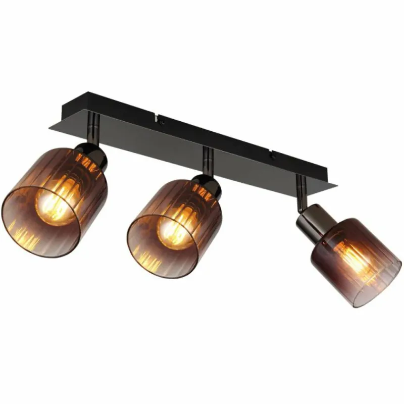 Luminaires Globo Lighting Satella Plafonnier, Spot de plafond, Applique murale, Spot mural Chrome, Noir, 3 lumières