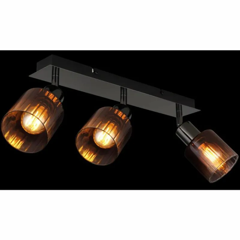 Luminaires Globo Lighting Satella Plafonnier, Spot de plafond, Applique murale, Spot mural Chrome, Noir, 3 lumières