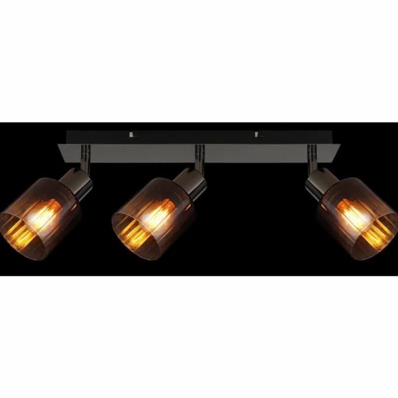 Luminaires Globo Lighting Satella Plafonnier, Spot de plafond, Applique murale, Spot mural Chrome, Noir, 3 lumières