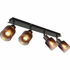 Luminaires Globo Lighting Satella Plafonnier, Spot de plafond, Applique murale, Spot mural Chrome, Noir, 4 lumières