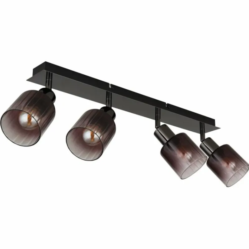 Luminaires Globo Lighting Satella Plafonnier, Spot de plafond, Applique murale, Spot mural Chrome, Noir, 4 lumières