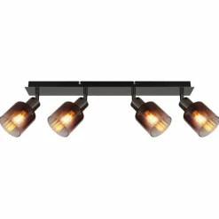 Luminaires Globo Lighting Satella Plafonnier, Spot de plafond, Applique murale, Spot mural Chrome, Noir, 4 lumières