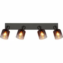 Luminaires Globo Lighting Satella Plafonnier, Spot de plafond, Applique murale, Spot mural Chrome, Noir, 4 lumières