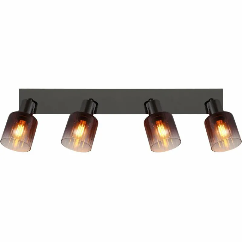 Luminaires Globo Lighting Satella Plafonnier, Spot de plafond, Applique murale, Spot mural Chrome, Noir, 4 lumières