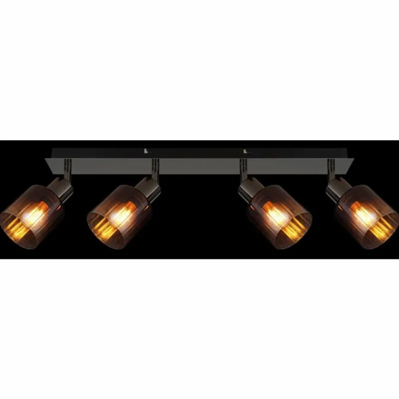 Luminaires Globo Lighting Satella Plafonnier, Spot de plafond, Applique murale, Spot mural Chrome, Noir, 4 lumières