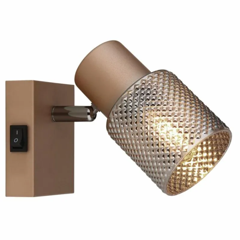 Suspension Verre Fumé-Luminaires Globo Lighting Satella Plafonnier, Spot de plafond, Applique murale, Spot mural Brun, Chrome, Noir, 1 lumière