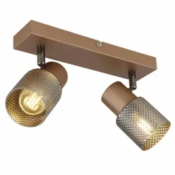 Suspension Verre Fumé-Luminaires Globo Lighting Satella Plafonnier, Spot de plafond, Applique murale, Spot mural Brun, Chrome, Noir, 2 lumières