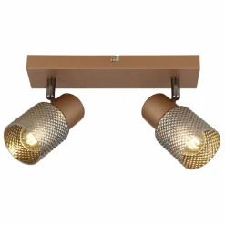 Suspension Verre Fumé-Luminaires Globo Lighting Satella Plafonnier, Spot de plafond, Applique murale, Spot mural Brun, Chrome, Noir, 2 lumières