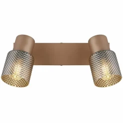 Suspension Verre Fumé-Luminaires Globo Lighting Satella Plafonnier, Spot de plafond, Applique murale, Spot mural Brun, Chrome, Noir, 2 lumières