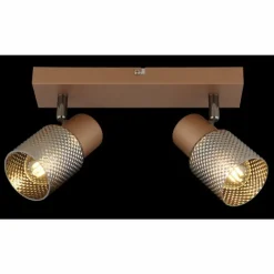 Suspension Verre Fumé-Luminaires Globo Lighting Satella Plafonnier, Spot de plafond, Applique murale, Spot mural Brun, Chrome, Noir, 2 lumières