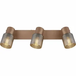 Suspension Verre Fumé-Luminaires Globo Lighting Satella Plafonnier, Spot de plafond, Applique murale, Spot mural Brun, Chrome, Noir, 3 lumières