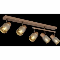 Suspension Verre Fumé-Luminaires Globo Lighting Satella Plafonnier, Spot de plafond, Applique murale, Spot mural Brun, Chrome, Noir, 5 lumières