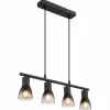 Suspension Verre Fumé-Luminaires Globo Lighting Satella Suspension Noir, 4 lumières