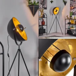 Lampes Dorées-hofstein Saturn Lampadaire Noir, 1 lumière