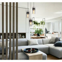 Suspension Verre Fumé-Luminaires Globo Lighting Scarfina Suspension Noir, 3 lumières