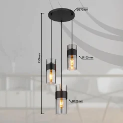Suspension Verre Fumé-Luminaires Globo Lighting Scarfina Suspension Noir, 3 lumières