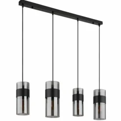 Suspension Verre Fumé-Luminaires Globo Lighting Scarfina Suspension Noir, 4 lumières